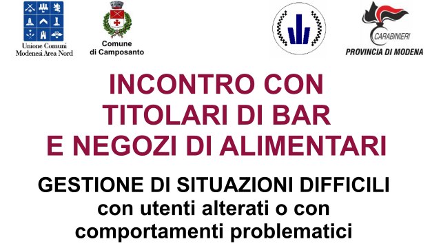 Incontro con titolari di Bar e negozi di alimentari